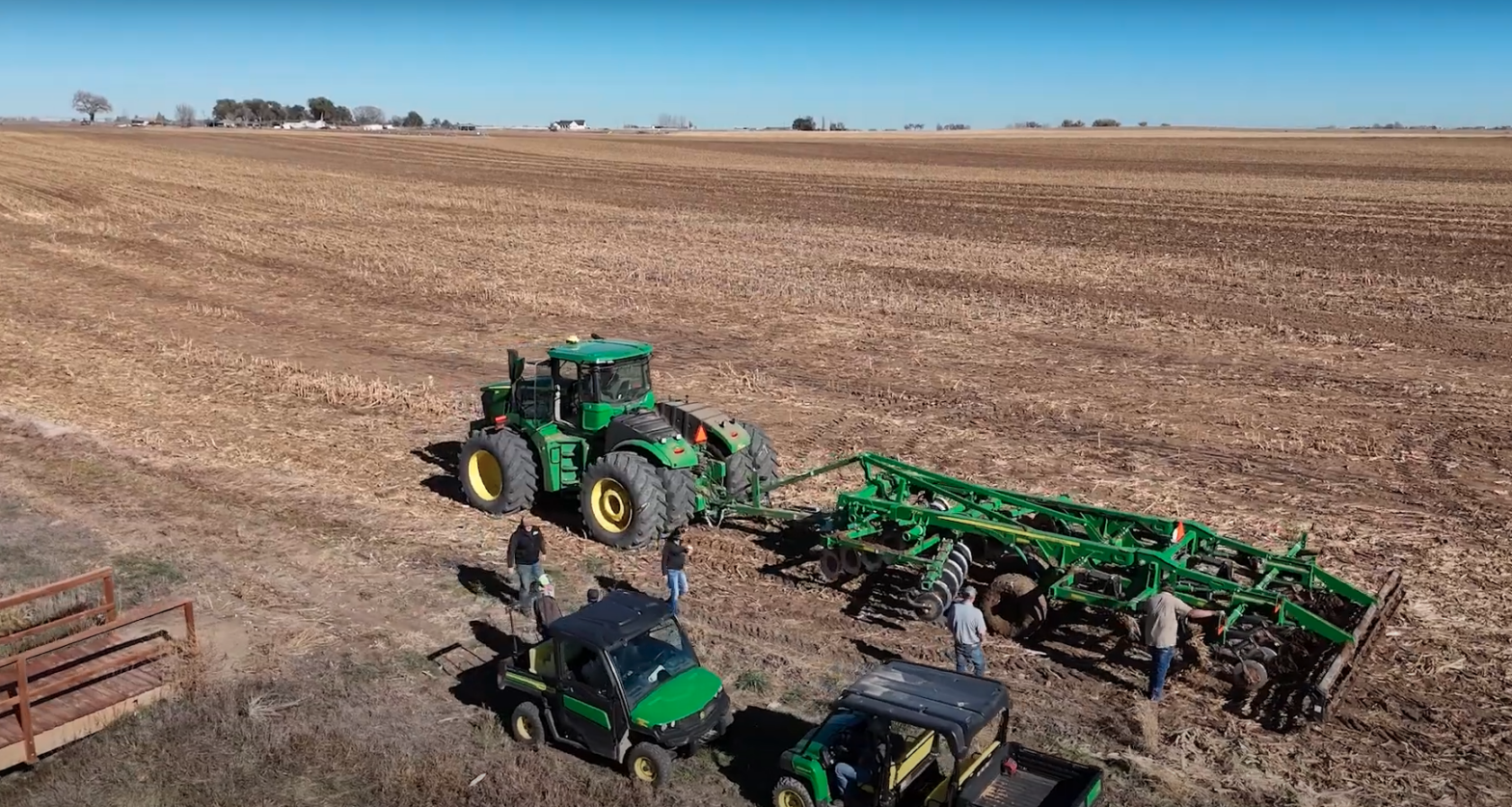 John Deere ripper and tractor getting ready to do some tillage.